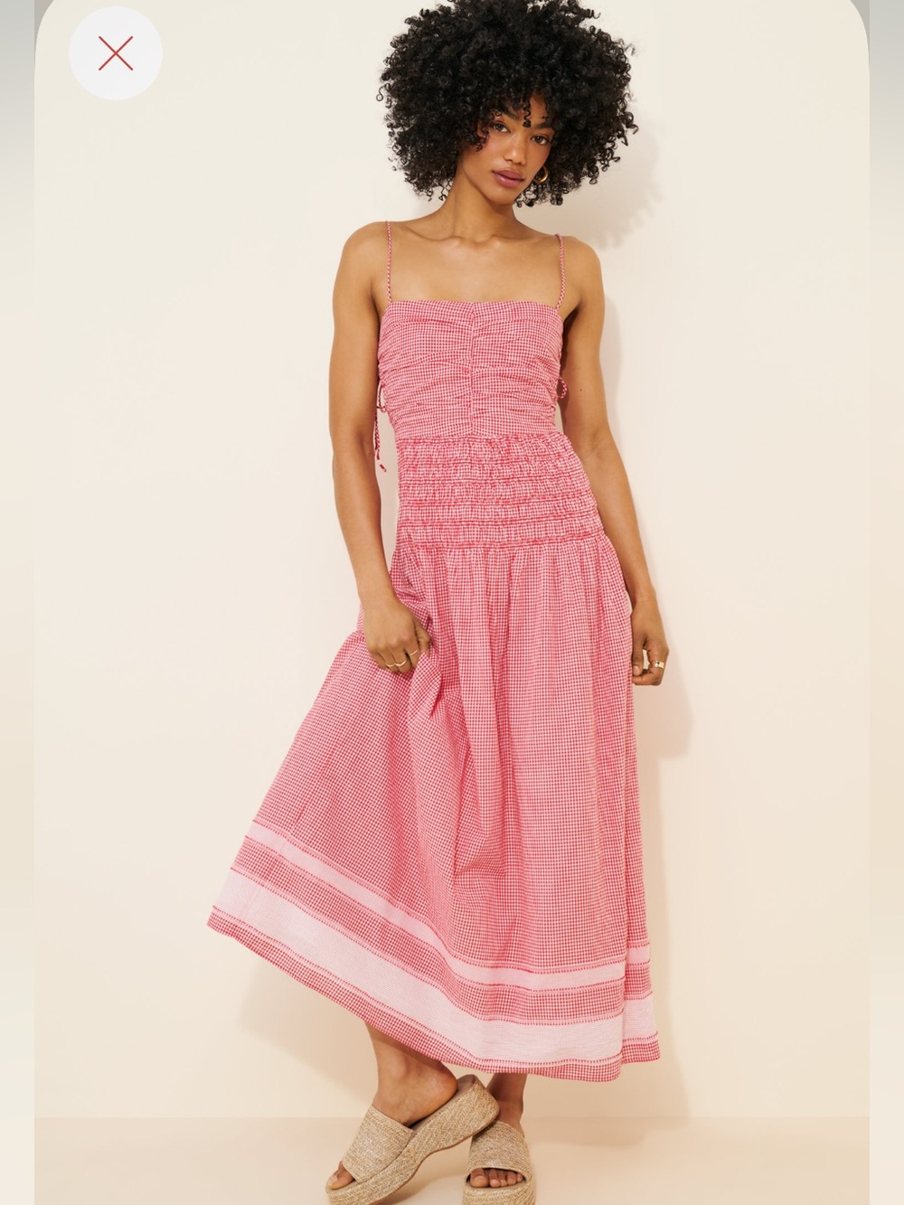 SAYLOR Red Gingham Smocked Maxi Dress